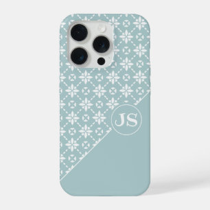 Weiße Blumengestaltung auf Salbei iPhone 15 Pro Hülle