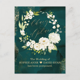 Weiße Blumengoldveränderung von Plänen Hochzeit Postkarte