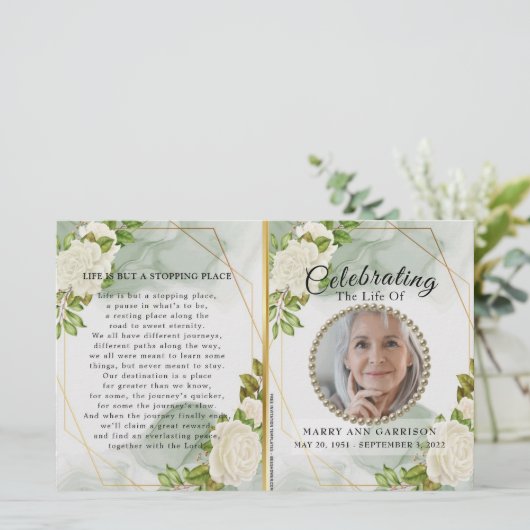 Weiße Blumengrün anlässlich des Programms "Leben" (Stehend Vorderseite)