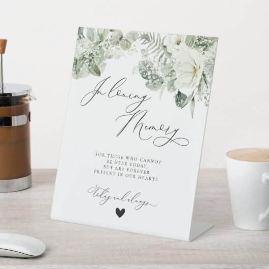 Weiße Blumengrün Botanische Gedenkfeier Sockelschild (In SItu)