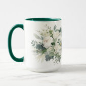 Weiße Blumengrün Botanische Wasserfarbe Tasse (Links)