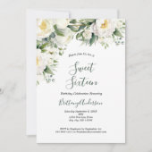 Weiße Blumengrün Botanischer 16 . Geburtstag 16 Einladung (Vorderseite)