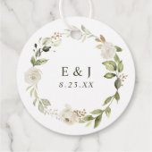 Weiße Blumengrün Brause-Runde Geschenkanhänger (Rückseite)