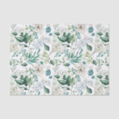 Weiße Blumengrün Brautparty Hochzeit Seidenpapier (Vorderseite)