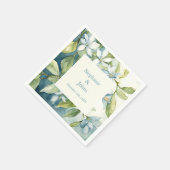 Weiße Blumengrün Dusty Blue Art Wedding 2024 Serviette (Ecke)