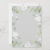 Weiße Blumengrün Elegante Taufe Einladung (Rückseite)
