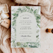 Weiße Blumengrün Foliage Boho Arch Wedding Einladung