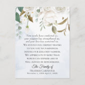 Weiße Blumengrün Gedeckte Beerdigung Danke Postkarte (Vorderseite)