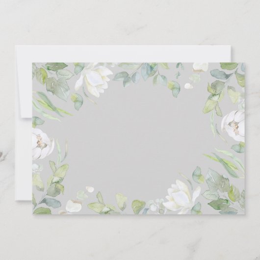 Weiße Blumengrün Hochzeit Danke Foto (Rückseite)