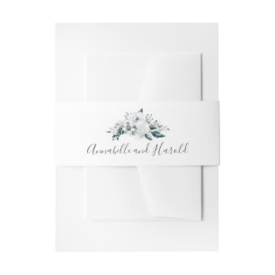 Weiße Blumengrün Hochzeit Einladungsbanderole