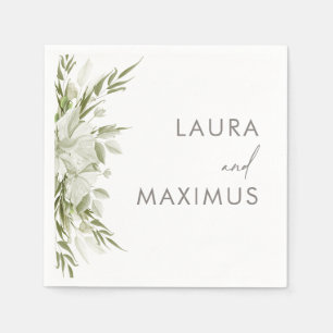Weiße Blumengrün Hochzeit Serviette