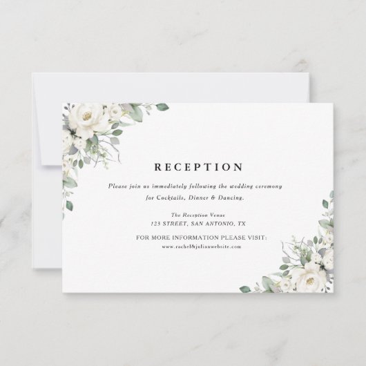 weiße Blumengrün Hochzeitskarte RSVP Karte (Vorderseite)