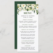 Weiße Blumengrün Hochzeitsmenü Menükarte (Vorne/Hinten)