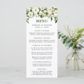 Weiße Blumengrün Hochzeitsmenü Menükarte (Stehend Vorderseite)