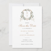 Weiße Blumengrün Ivy Wappen Hochzeit Rett Datum Einladung (Vorderseite)