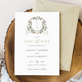Weiße Blumengrün Ivy Wappen Hochzeit Rett Datum Einladung