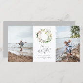 Weiße Blumengrün Kraut Weihnachtsfest Foto Feiertagskarte (Vorne/Hinten)