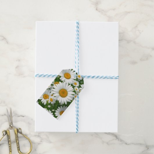 Weiße Blumengrün mit süßem, dunklem Muster Geschenkanhänger (Mit Garn)