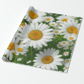 Weiße Blumengrün mit süßem, dunklem Muster Geschenkpapier (Ungerollt)