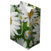 Weiße Blumengrün mit süßem, dunklem Muster Mittlere Geschenktüte (Vorderseite Schrägansicht)