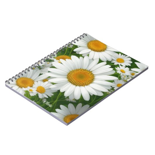 Weiße Blumengrün mit süßem, dunklem Muster Notizblock (Linke Seite)