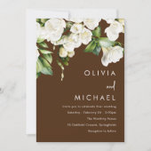 Weiße Blumengrün Moderne Hochzeit Einladung (Vorderseite)