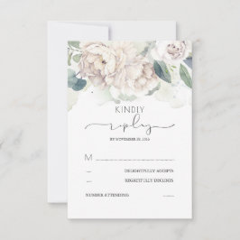 Weiße Blumengrün Splashes Hochzeit RSVP Karte