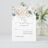 Weiße Blumengrün Splashes Hochzeit RSVP Karte (Stehend Vorderseite)