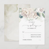 Weiße Blumengrün Splashes Hochzeit RSVP Karte (Vorne/Hinten)