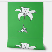 Weiße Blumengrün Tapete (Abrollen)