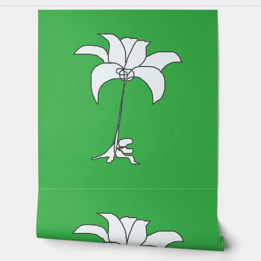 Weiße Blumengrün Tapete (Abrollen)