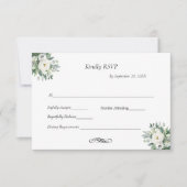 Weiße Blumengrün Traditionelle feierliche Hochzeit RSVP Karte (Vorderseite)