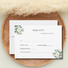 Weiße Blumengrün Traditionelle feierliche Hochzeit RSVP Karte