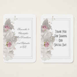 Weiße Blumenhochzeit danke