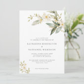 Weiße Blumenhochzeit Einladung (Stehend Vorderseite)