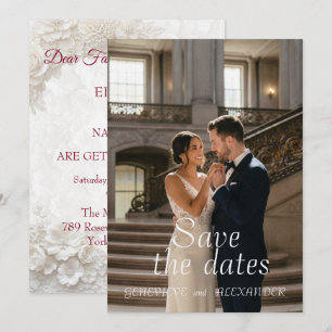 Weiße Blumenhochzeit   Elegante Foto-Save-the-Date Save The Date
