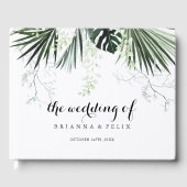 Weiße Blumenhochzeit im tropischen Grünen Gästebuch (Vorderseite)