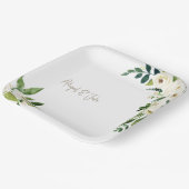 Weiße Blumenhochzeit Pappteller (Gewinkelt)