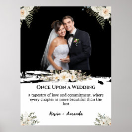 Weiße Blumenhochzeit Personalisierter Name Poster