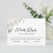 Weiße Blumenhochzeit RSVP Karte (Stehend Vorderseite)