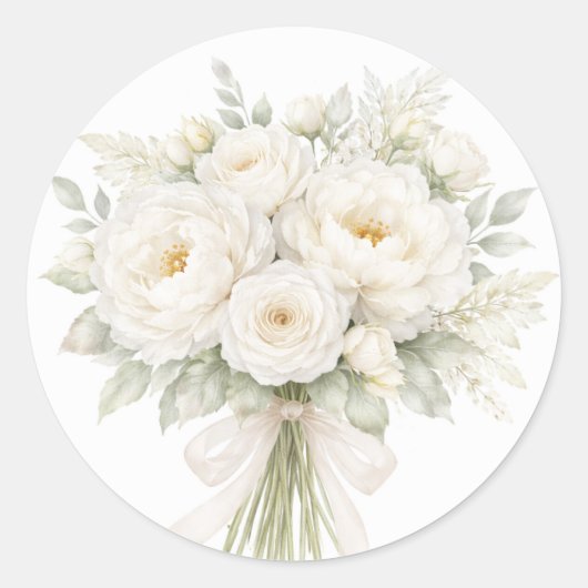 Weiße Blumenhochzeit Runder Aufkleber (Vorderseite)