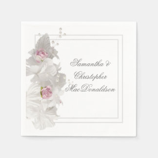 Weiße Blumenhochzeit Serviette