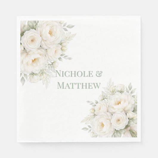 Weiße Blumenhochzeit Serviette (Vorderseite)