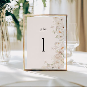 Weiße Blumenhochzeit-Tischnummer