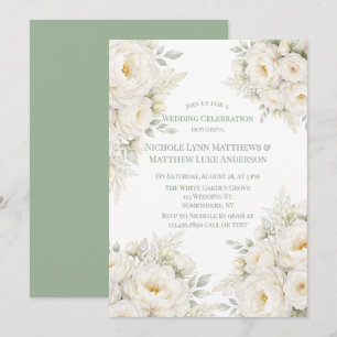 Weiße Blumenhochzeitsfeier Einladung