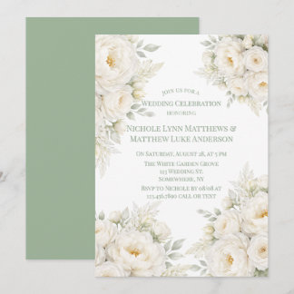 Weiße Blumenhochzeitsfeier Einladung