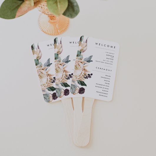 Weiße Blumenhochzeitsprogramm-Fächer Fächer