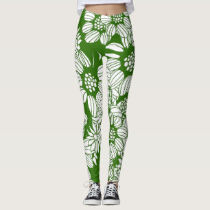 Weiße Blumenillustration Leggings