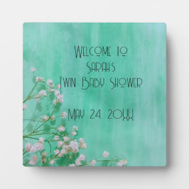 Weiße Blumenjungen in Bloom Twins Babydusche Fotoplatte