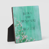 Weiße Blumenjungen in Bloom Twins Babydusche Fotoplatte (Vorderseite)